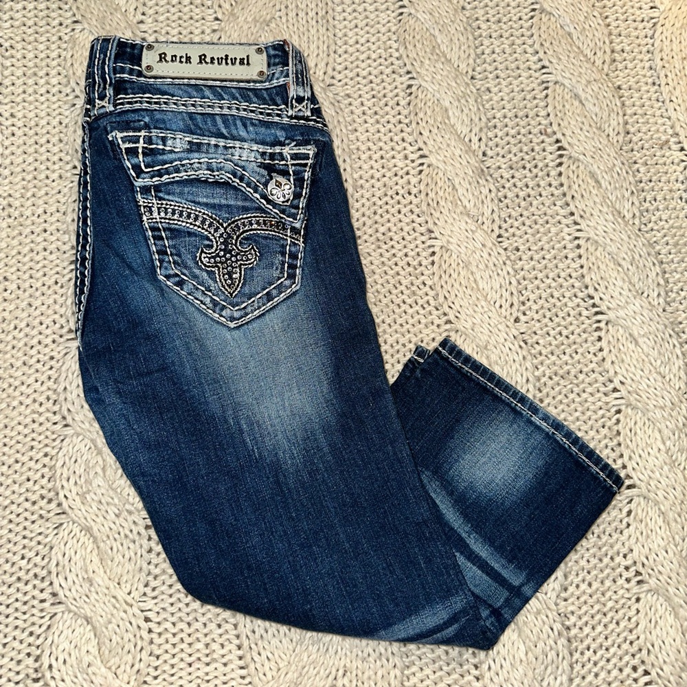 Rock Revival Women's Dark Blue denim capris (26)